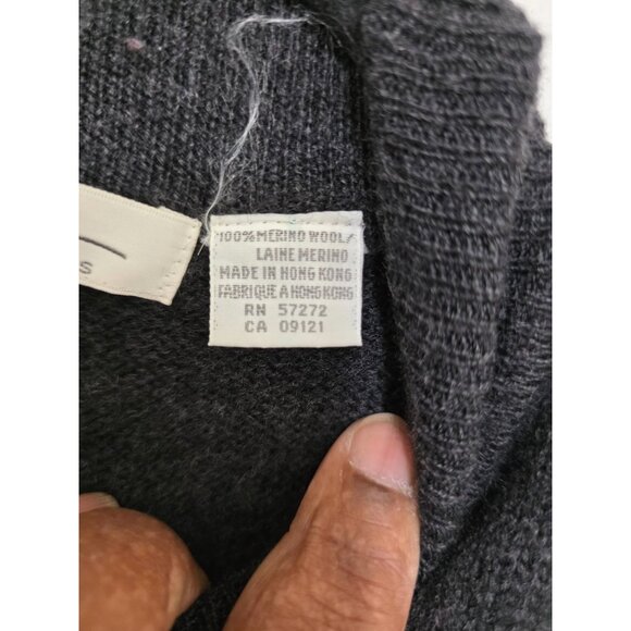 VTG Perry Ellis Gray & Red Geometric Diamond Knit Sweater Long Sleeve Turtleneck - Picture 7 of 8